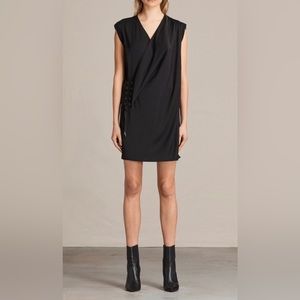 All Saints sleeveless drapped V neck AURES dress